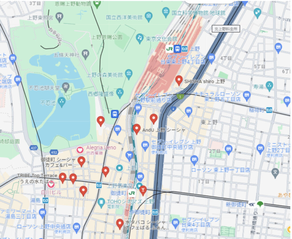 上野也有很多水煙酒吧